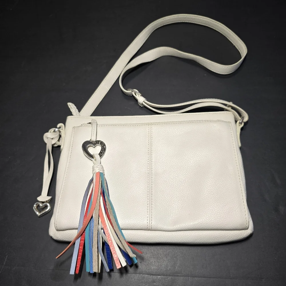 Brighton White Barbados Banks Multi-Color Tasseled Crossbody Magnetic Organizer,